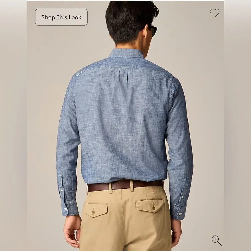 NWT J CREW Relaxed fit organic cotton chambray shirt in one-year wash
